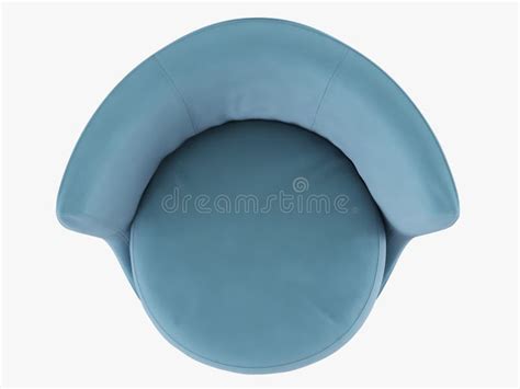 Blue Armchair With A Round Seat Top View On A White Background 3d