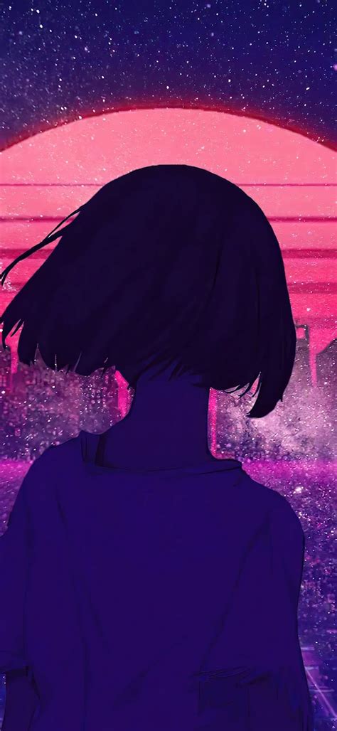 Synthwave Night Sunset Anime Girl 4k Wallpaper