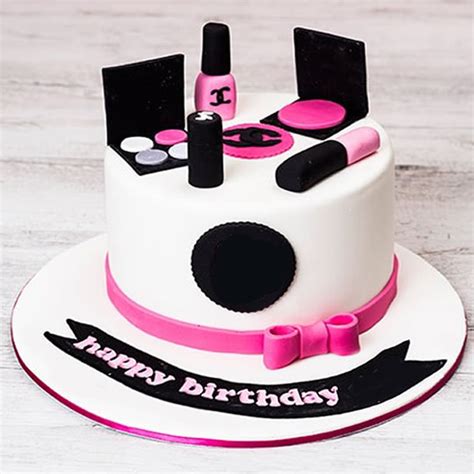 This awesome makeup themed cake was created for a sweet 16 birthday party. Chanel Pink Makeup Cake - Bakisto.pk Lahore - Free Delivery