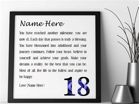 18th Birthday T Personalised Framed Poem For Him For Her Son Daughter Grandson Grand Daughter