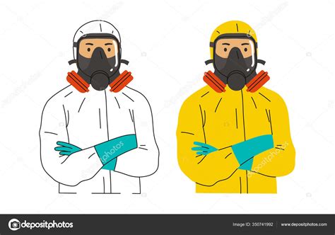 Vector Character Illustration People Wearing Hazmat Suits Hazardous