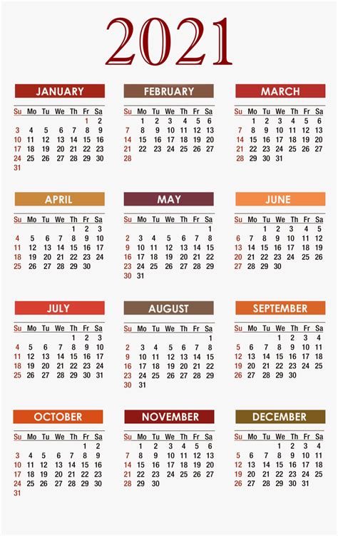 Printable Pocket Calendar 2021 Template Calendar Design