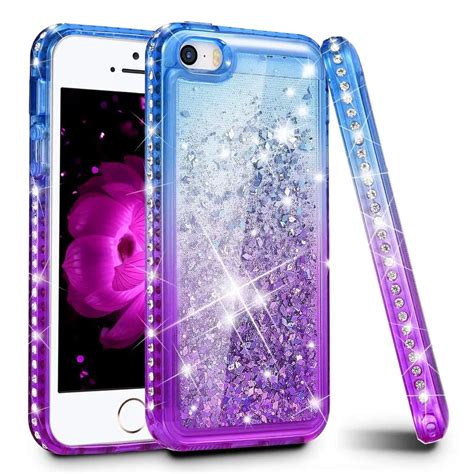 gradient quicksand phone case for iphone 5s se 5 glitter bling protective cover for iphone 5s