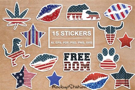 usa sticker bundle patriotic stickers png and cutting file