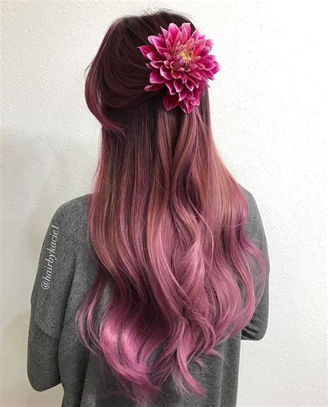 Beautiful Natural Dark Brown To Pink Hair Pink Hair Tips
