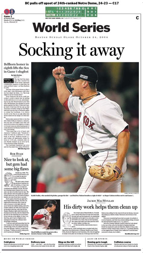 Statistics are updated at the end of the game. boston globe sports page