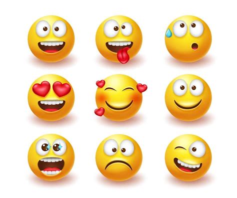 Emoji Emoticon Vector Set Emojis 3d Characters With Expressions And