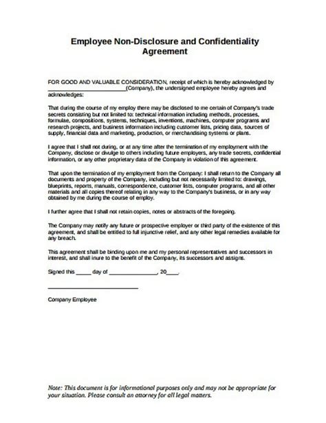 restaurant  disclosure agreement templates word