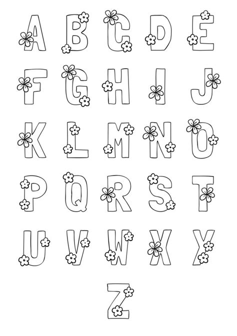 Free Printable Bubble Letters Flower Alphabet Set Cute Fonts Alphabet