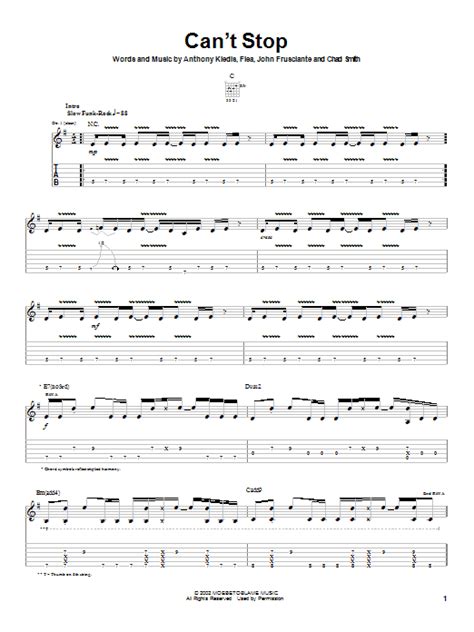 Cant Stop By Red Hot Chili Peppers Guitar Tab Guitar Instructor