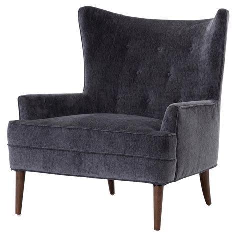 Armchair penelope, suitable to furnish modern living areas, can be also chosen as a unique and refined item for bedrooms. Wilmette Mid-Century Modern Classic Charcoal Grey Tufted Wing Arm Chair