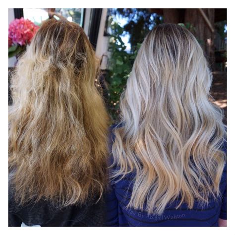 Before And After From A Fragile Damaged Yellow Streaky Blonde To A