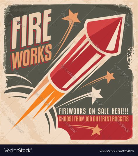 Vintage Fireworks Poster Design Royalty Free Vector Image