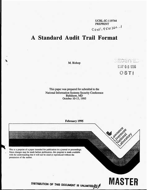 A standard audit trail format - UNT Digital Library