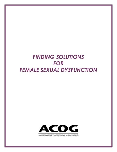 Finding Solutions For Female Sexual Dysfunction