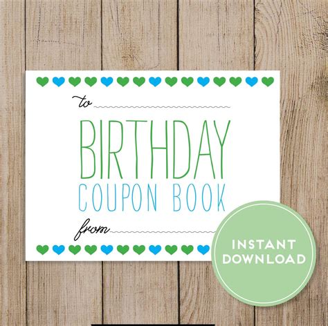 Printable Birthday Coupon Book Editable Pdf Diy Birthday