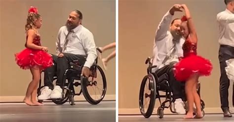 Touching Showcase Wheelchair Bound Father Dances With Daughter On