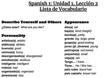 Cuaderno de vocabulario y gramatica spanish 1 answer key so may advice to users is read before you purchase if you can find a free trail version. Avancemos 1 Unidad 1 Lección 2 Vocabulary List by Sr y Sra ...