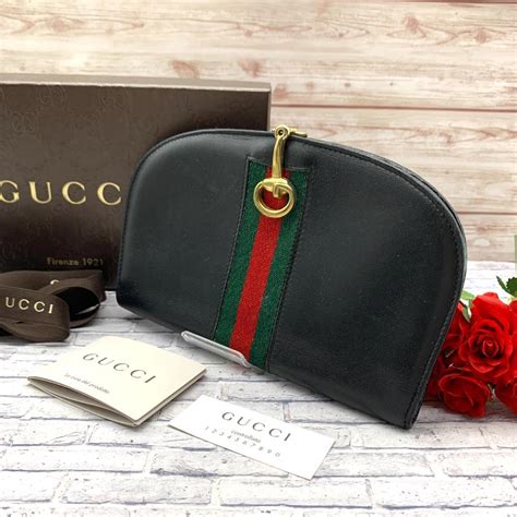 お礼や感謝伝えるプチギフト Gucci オールドグッチ シェリーライン レザー ハーフムーン 折り財布 折り財布 Ar