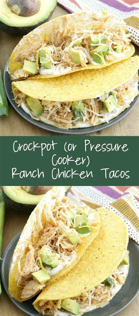 Dissolve taco seasoning into chicken broth. Crock Pot Ranch Chicken Tacos (or Pressure Cooker) - Eat ...