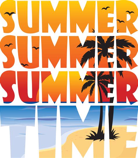 An Image Of The Words Summer Time With Palm Trees And Beach Scene In