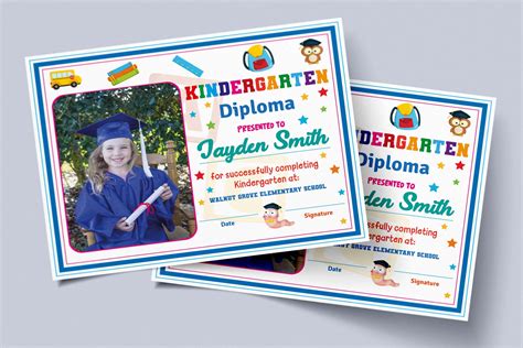 Kindergarten Diploma With Photo Template Editable Kindergarten Gradua
