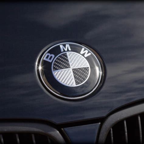 Bmw Carbon Fiber Black White Emblem Logo Front Rear Boot Car