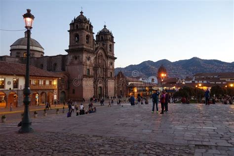Main Square In Cusco Peru Editorial Stock Image Image Of Evening