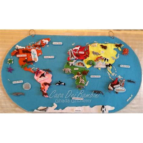 Order Montessori Continents Of The World Felt Map Geography Lesson