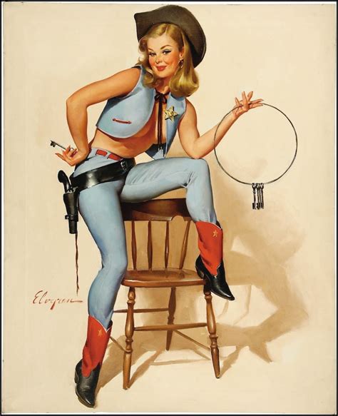 Gil Elvgren Cowgirls Pin Up Art And Illustrations 24 Trading Cards Set