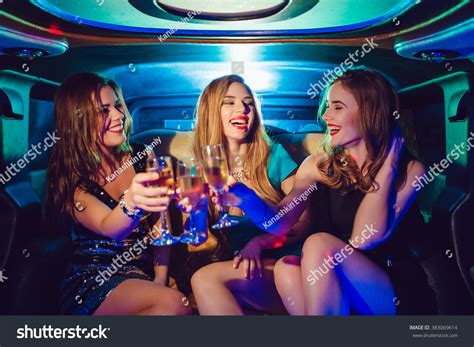 Sexy Girls Party Car Limousine Foto Stok 383069614 Shutterstock