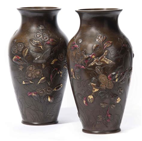 A Pair Of Japanese Bronze Vases 19th Century Christies