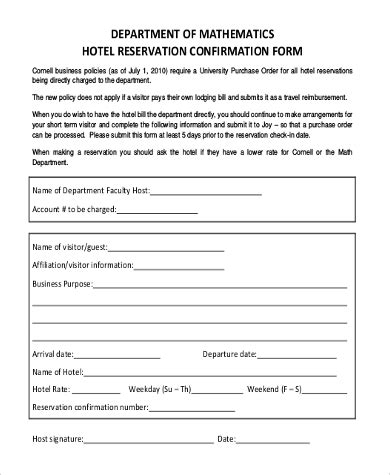 Hotel Reservation Template Free Download FREE PRINTABLE TEMPLATES