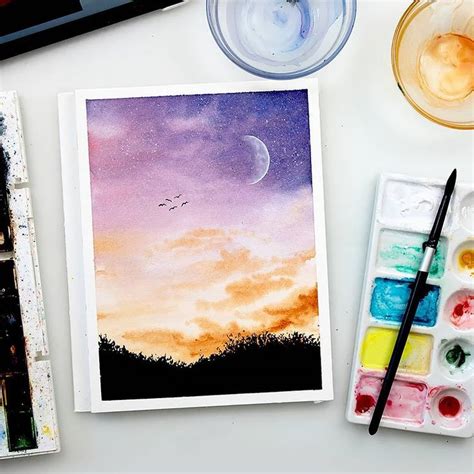 30 Easy Watercolor Landscape Paintings Beautiful Dawn Designs