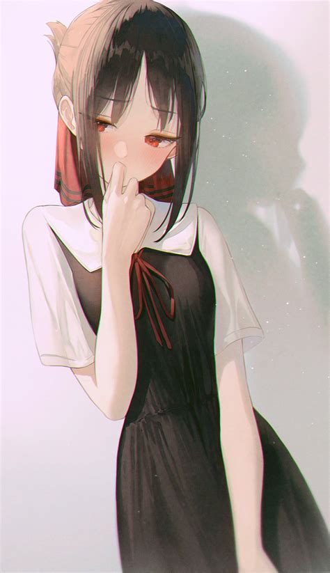 デスクトップ壁紙 Kaguya Sama Love Is War アニメの女の子 2d 長い髪 小さなおっぱい 黒髪 学生服