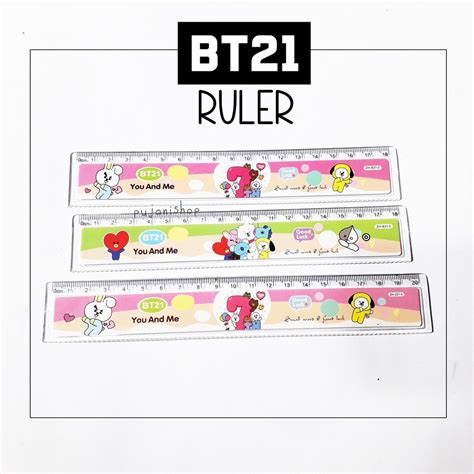 Bts Bt21 Character Ruler 18cm Kids Stationery Shopee Singapore