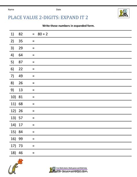 First Grade Numbers And Place Value Worksheets A1f