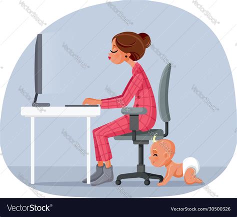 mother working from home cartoon royalty free vector image
