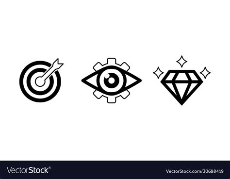 Mission Vision Values Icon Set Or Business Goal Vector Image