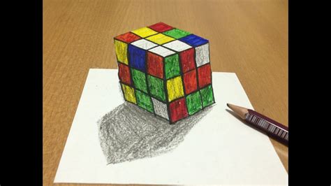 Drawing 3d Rubiks Cube Tricks Art Anamorphic Illusion Youtube