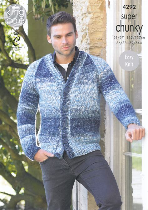 A stylish cardigan sweater can take your outfit from drab to fab in no time at all. Mens Super Chunky Knitting Pattern King Cole Easy Knit ...