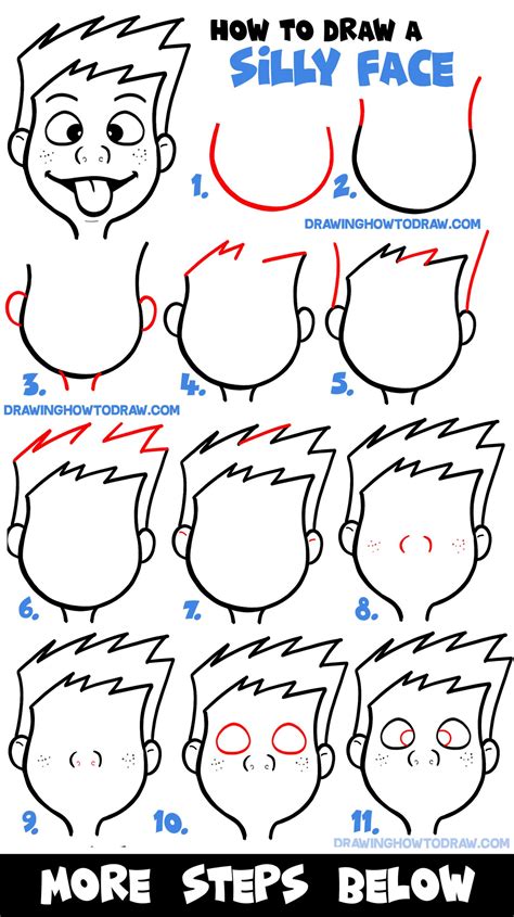 How To Draw Cartoon Facial Expressions Silly Faces Tongue Sticking