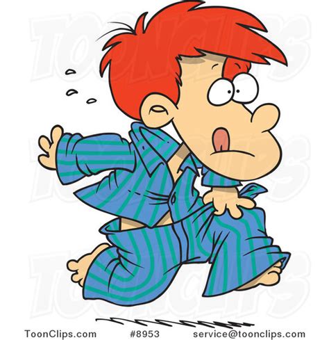 Cartoon Boy Running In His Pajamas 8953 By Ron Leishman