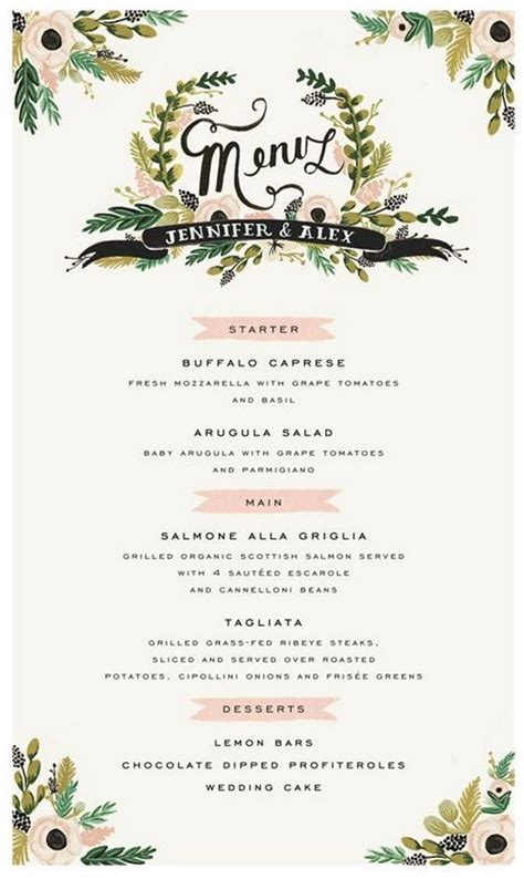 60 Gorgeous Wedding Menu Ideas Food Wine And Recipes Wedding Menu