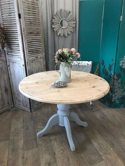 Shabby Chic Solid Pine Round Farmhouse Dining Table In Streatham