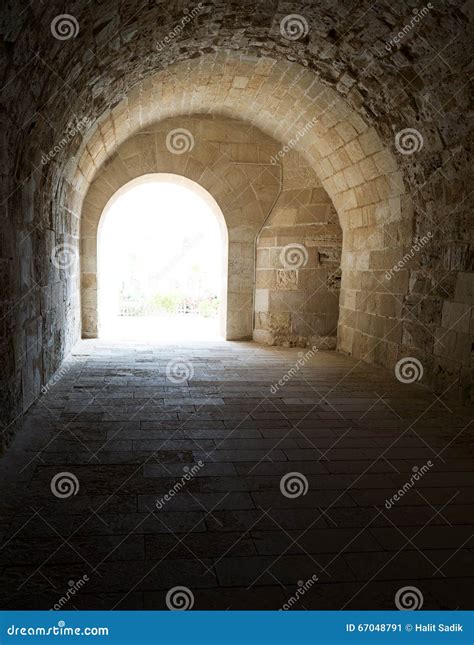 Vaulted Corridor Leading To The Courtyard Of Alexandria Castle Stock