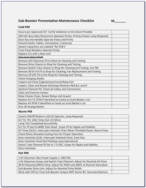 Hvac Preventive Maintenance Checklist Template