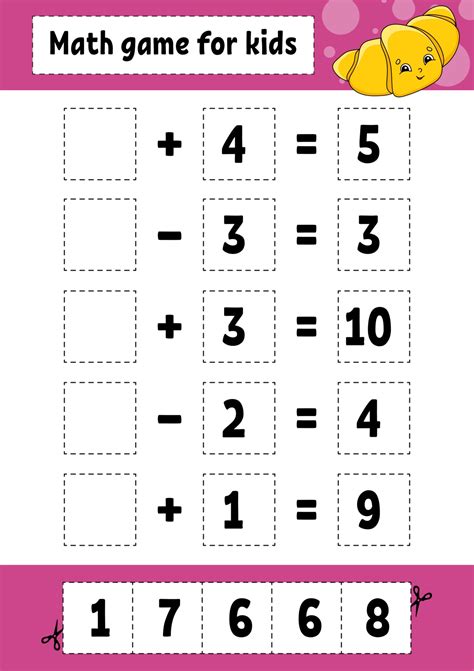 Math Game For Kids Education Developing Worksheet Activity Page With