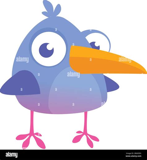 Cool Blue Bird Cartoon Vector Illustration Of Forest Blue Bird Isolated On White Bird Icon