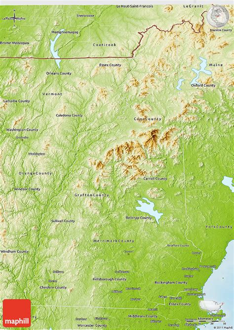 Physical 3d Map Of New Hampshire